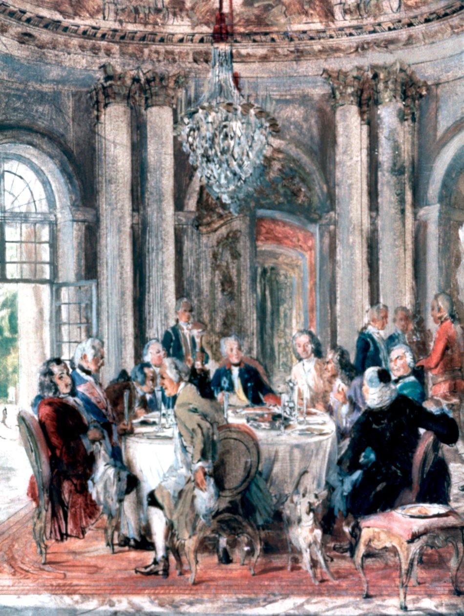 Reünie in het herenhuis, 1849 door Adolph Menzel