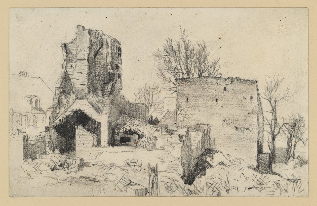 Ruïne van een huis door Adolph Menzel