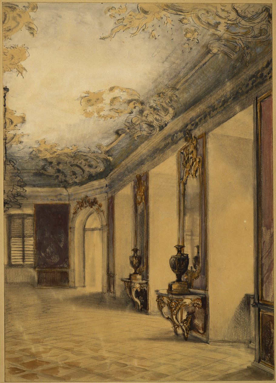 Zaal in het kasteel van Lissa door Adolph Menzel