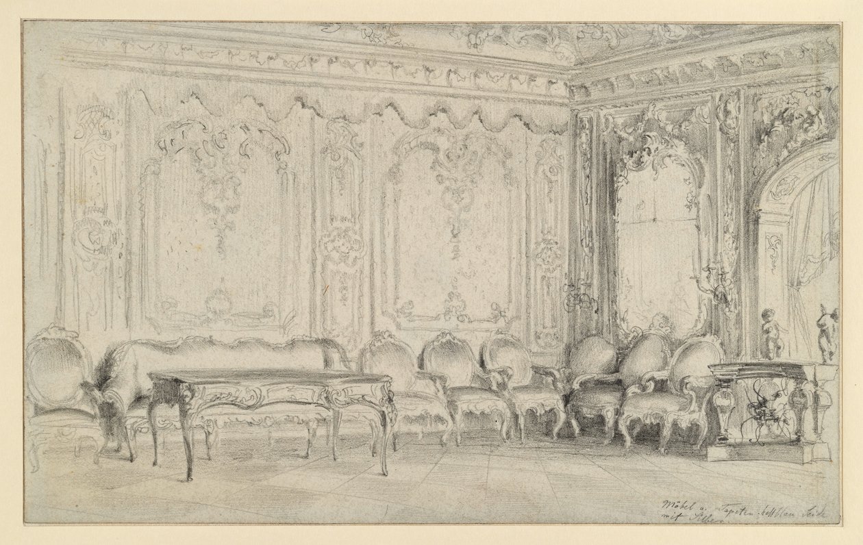 Slaap- en werkkamer in het Stadskasteel in Potsdam door Adolph Menzel