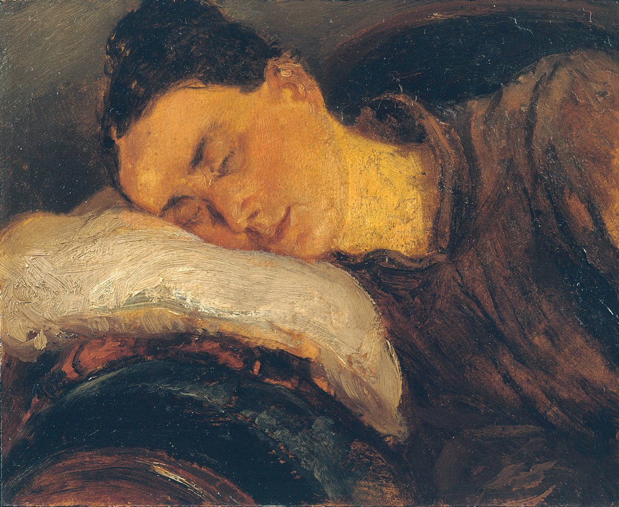 Slapende vrouw door Adolph Menzel