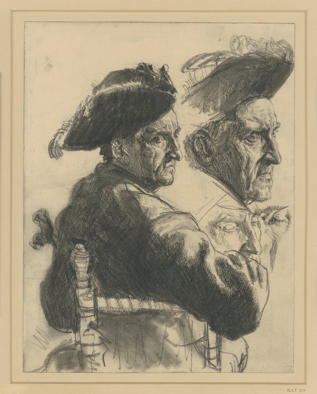 Studieblad: zittende officier van achteren gezien, hoofdstudie, details van het gezicht door Adolph Menzel