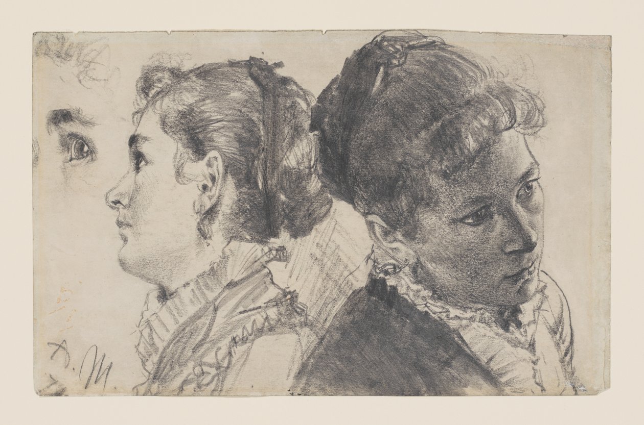 Studies van een jonge vrouw door Adolph Menzel