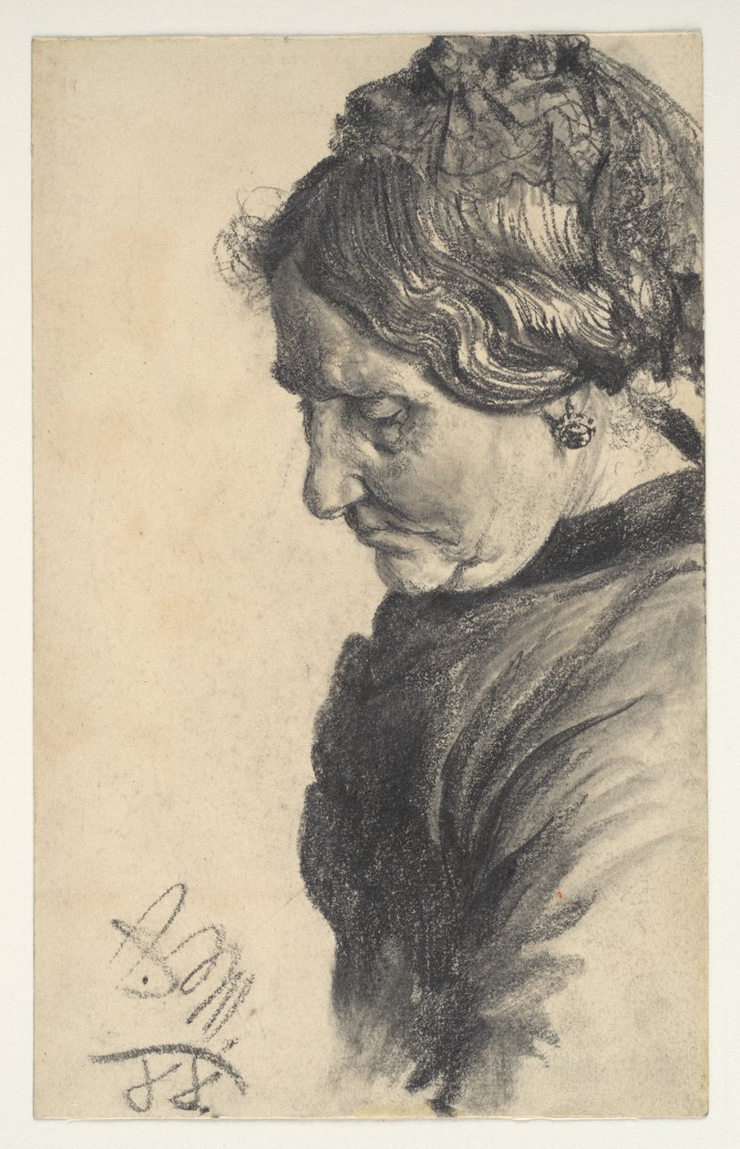 Studie van een vrouw door Adolph Menzel