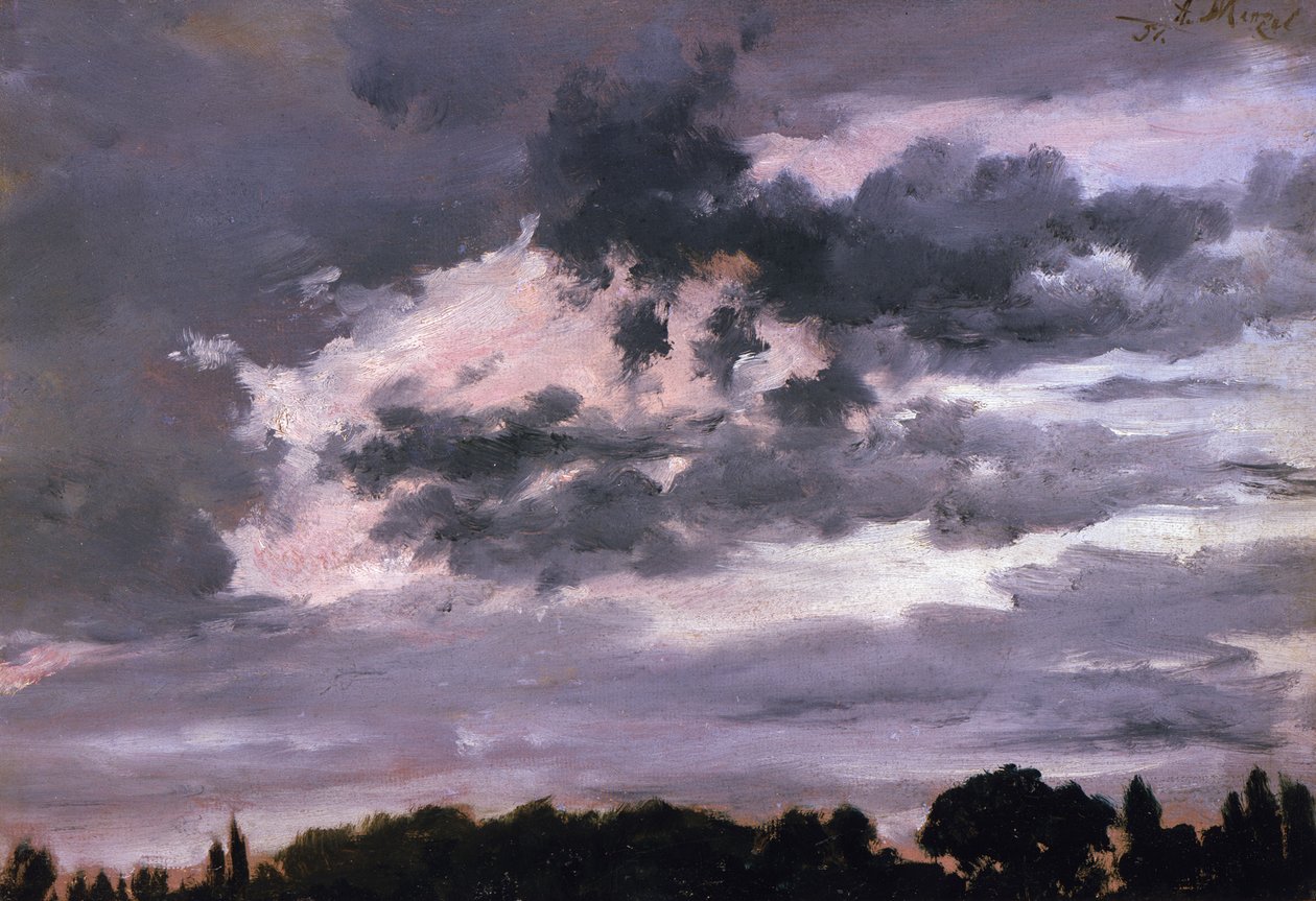 Onderzoek naar wolken door Adolph Menzel