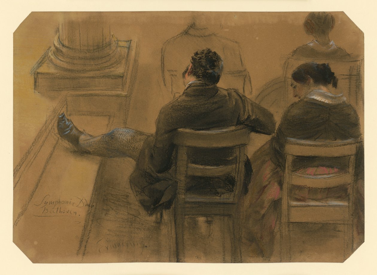 Toeschouwers in de concertzaal door Adolph Menzel