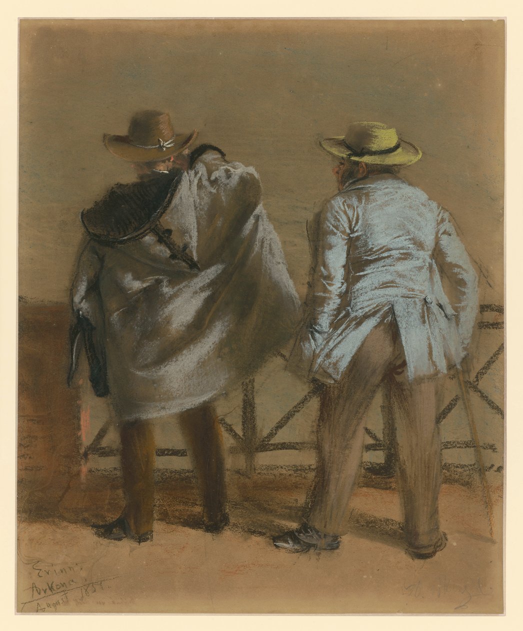 Twee badgasten aan zee door Adolph Menzel