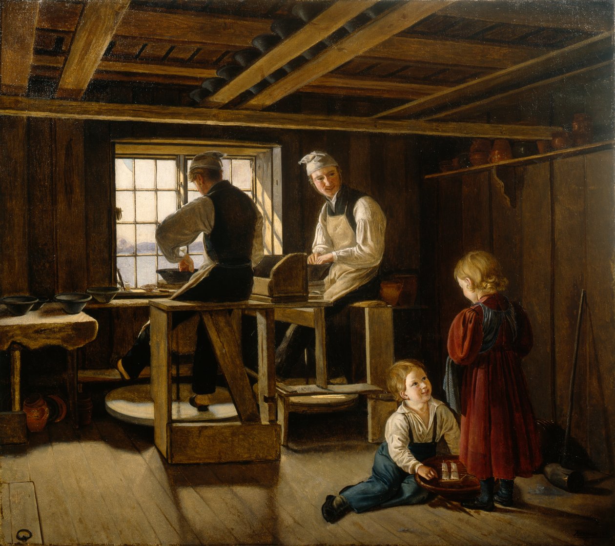Een pottenbakkersatelier door Adolph Tidemand