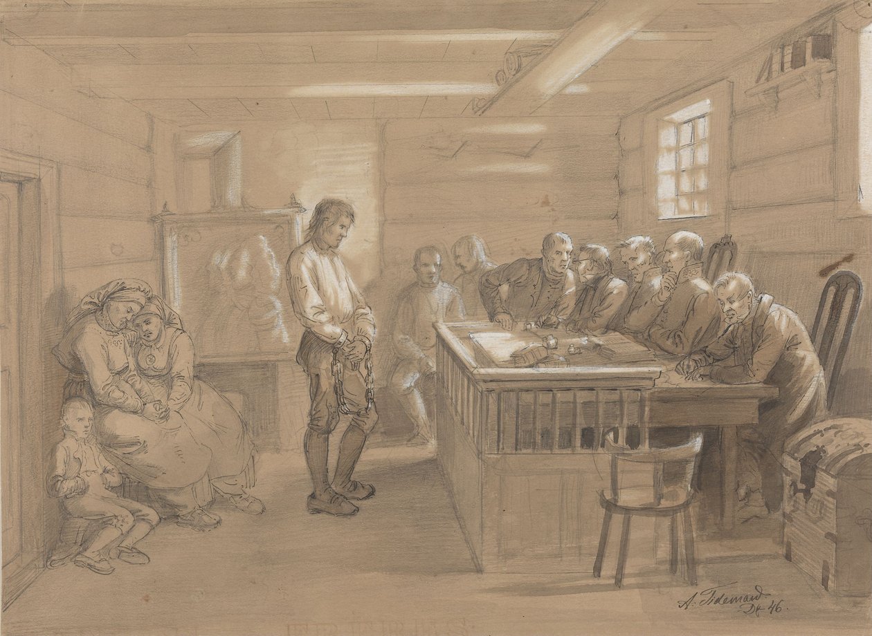 Een rechtszitting op het platteland door Adolph Tidemand