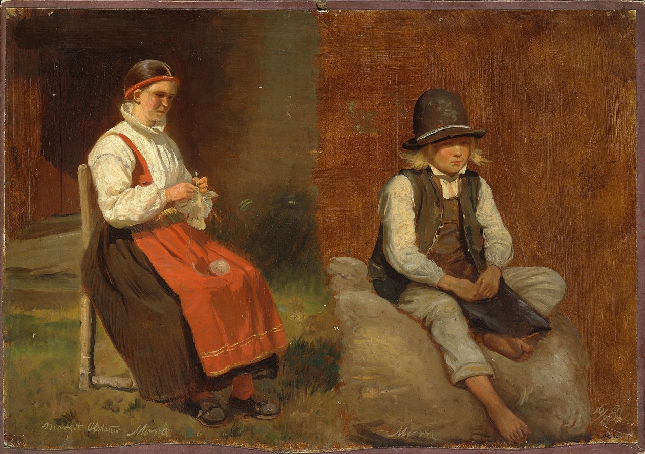 Figuratieve studies uit Mora in Zweden door Adolph Tidemand