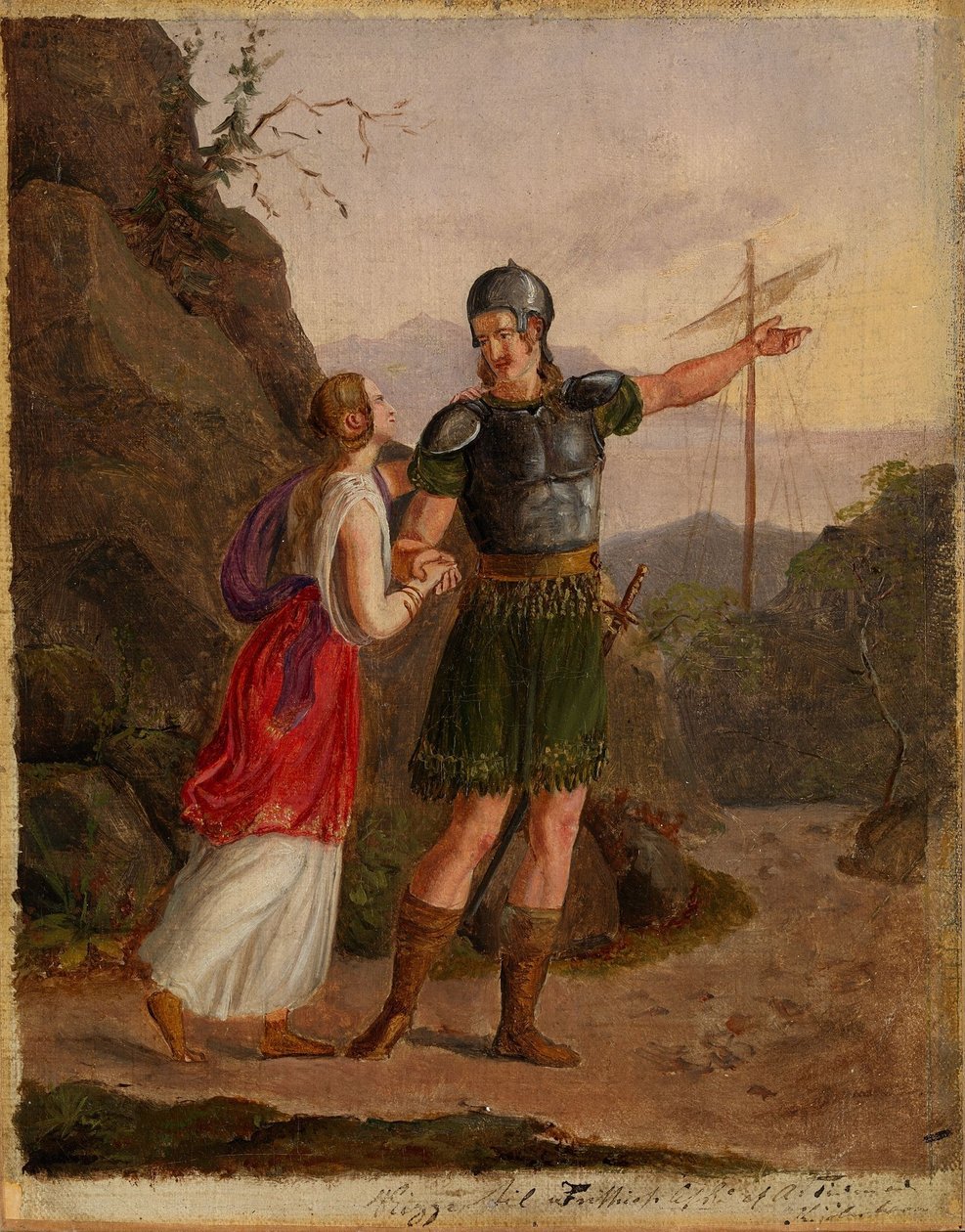 Fridtjofs afscheid, schets voor een verloren gegaan schilderij door Adolph Tidemand