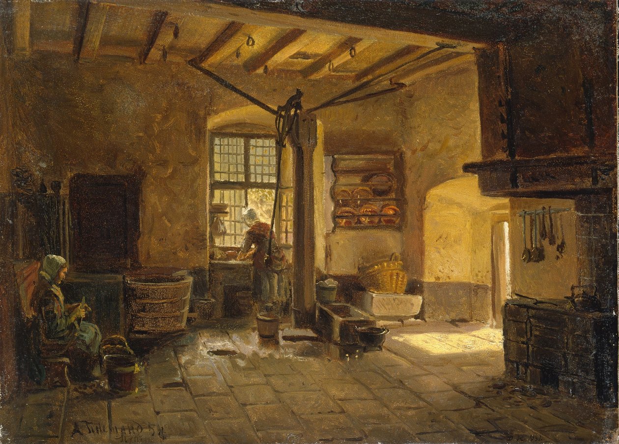 Keukeninterieur door Adolph Tidemand