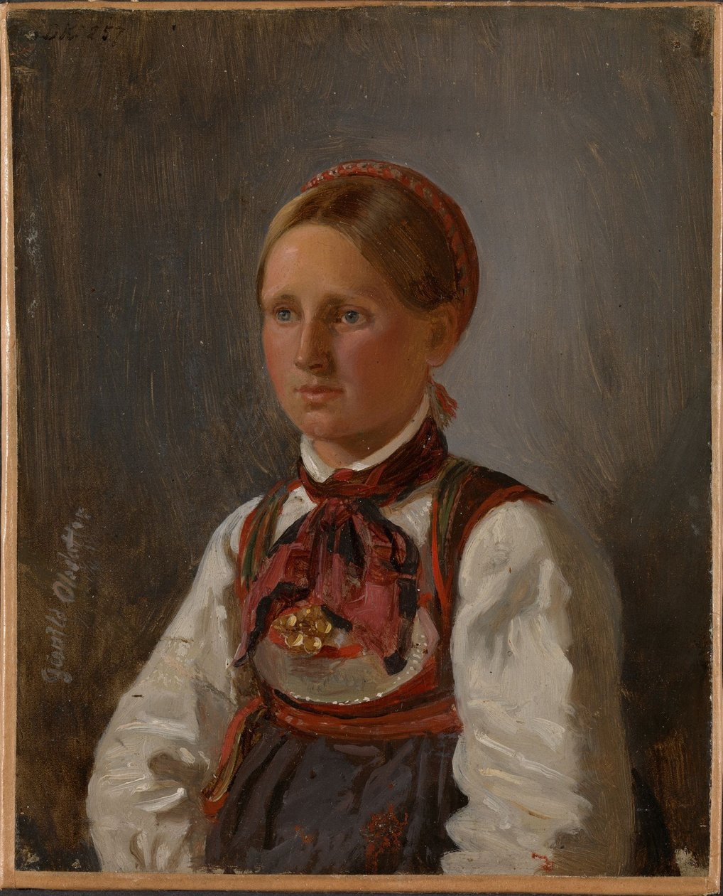 Portret van Gunild Olsdatter uit Tinn door Adolph Tidemand