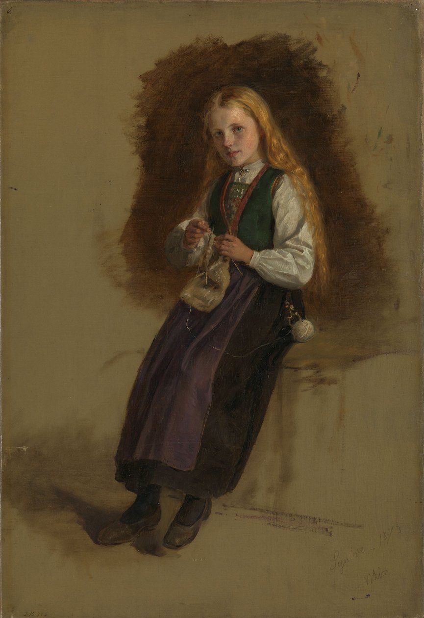 Portret van Syneve Larsdatter uit Vikør door Adolph Tidemand