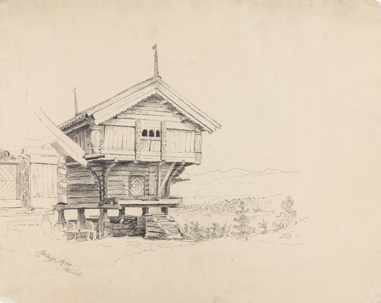 Stabbur, Bolkesjø door Adolph Tidemand