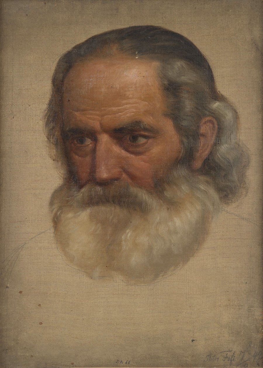 Studiehoofd, oude man door Adolph Tidemand