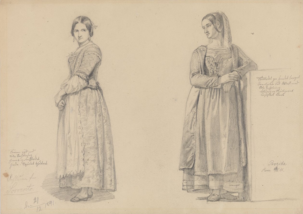 Twee staande vrouwen door Adolph Tidemand