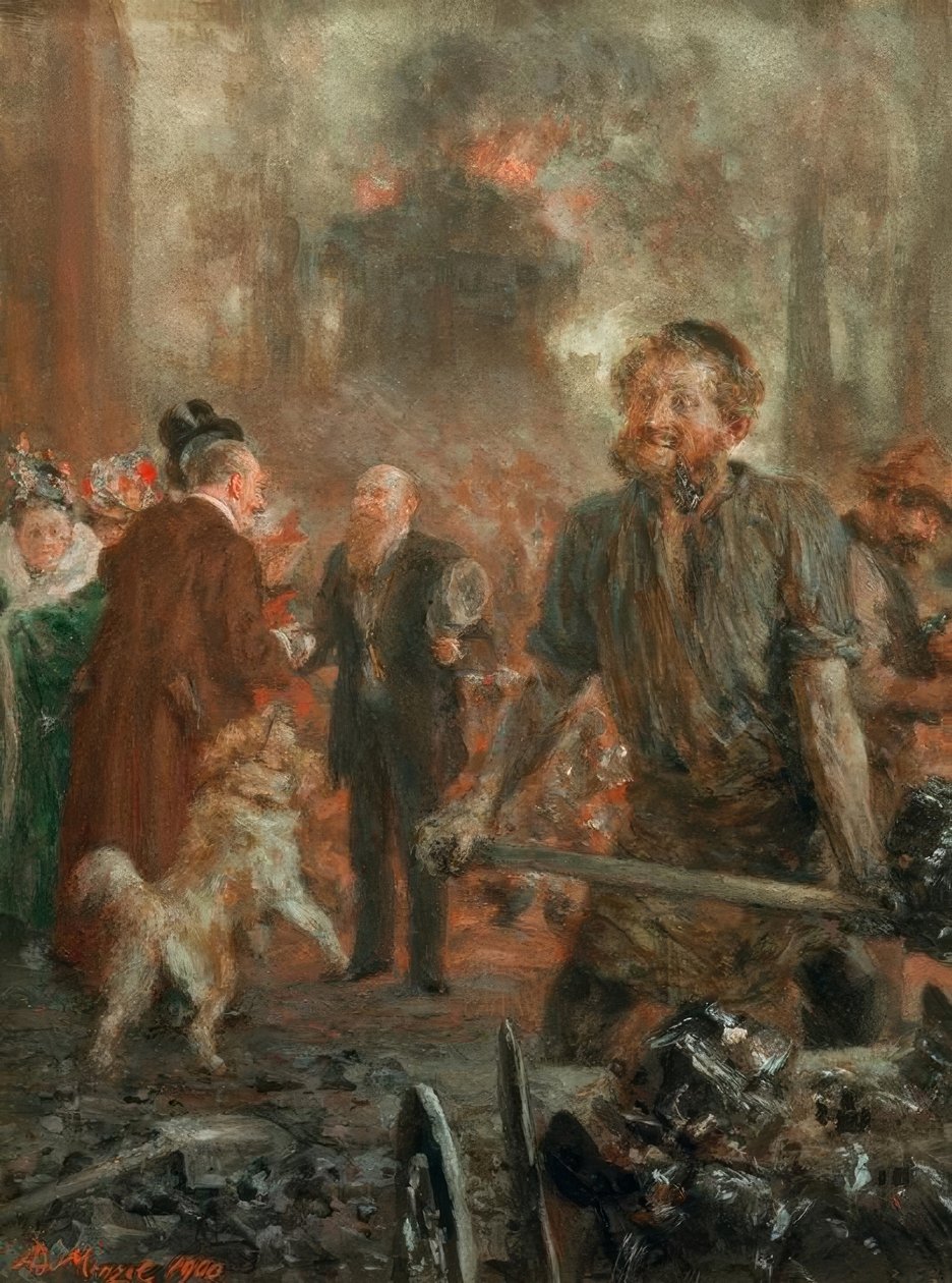 Bezoek in de ijzerfabriek door Adolph Menzel