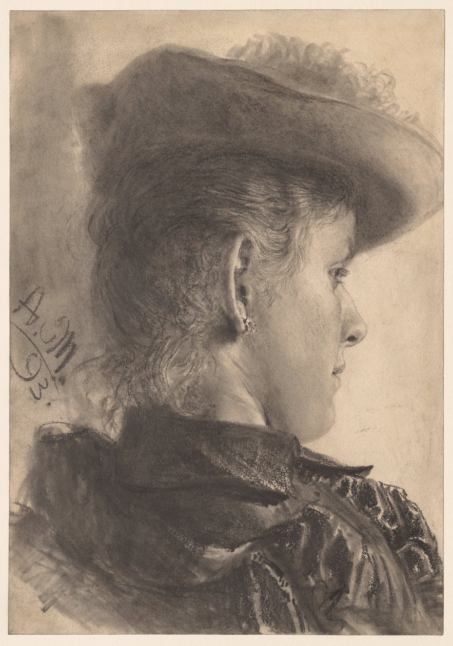 Borstbeeld van een vrouw, gezien van achteren, 1893 door Adolph Menzel