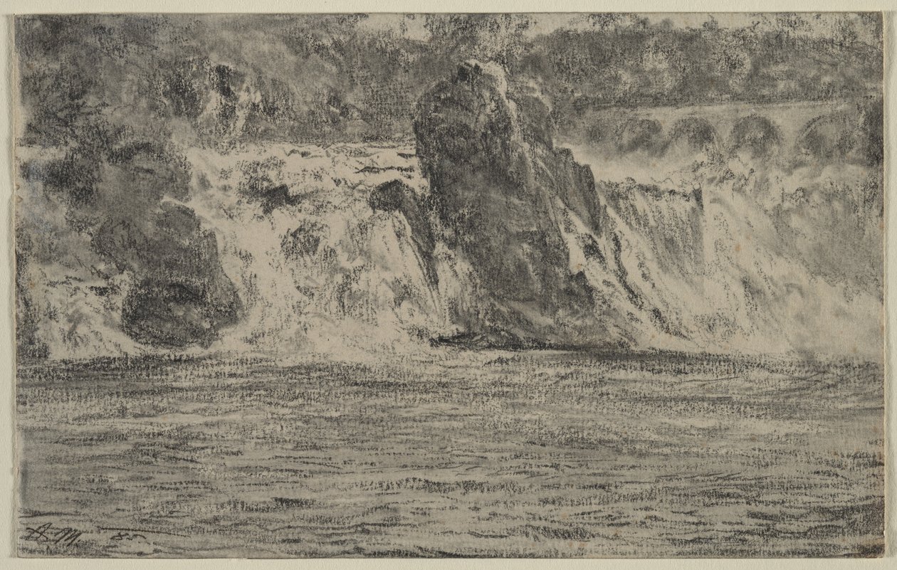 Watervallen van de Rijn bij Schaffhausen door Adolph Menzel