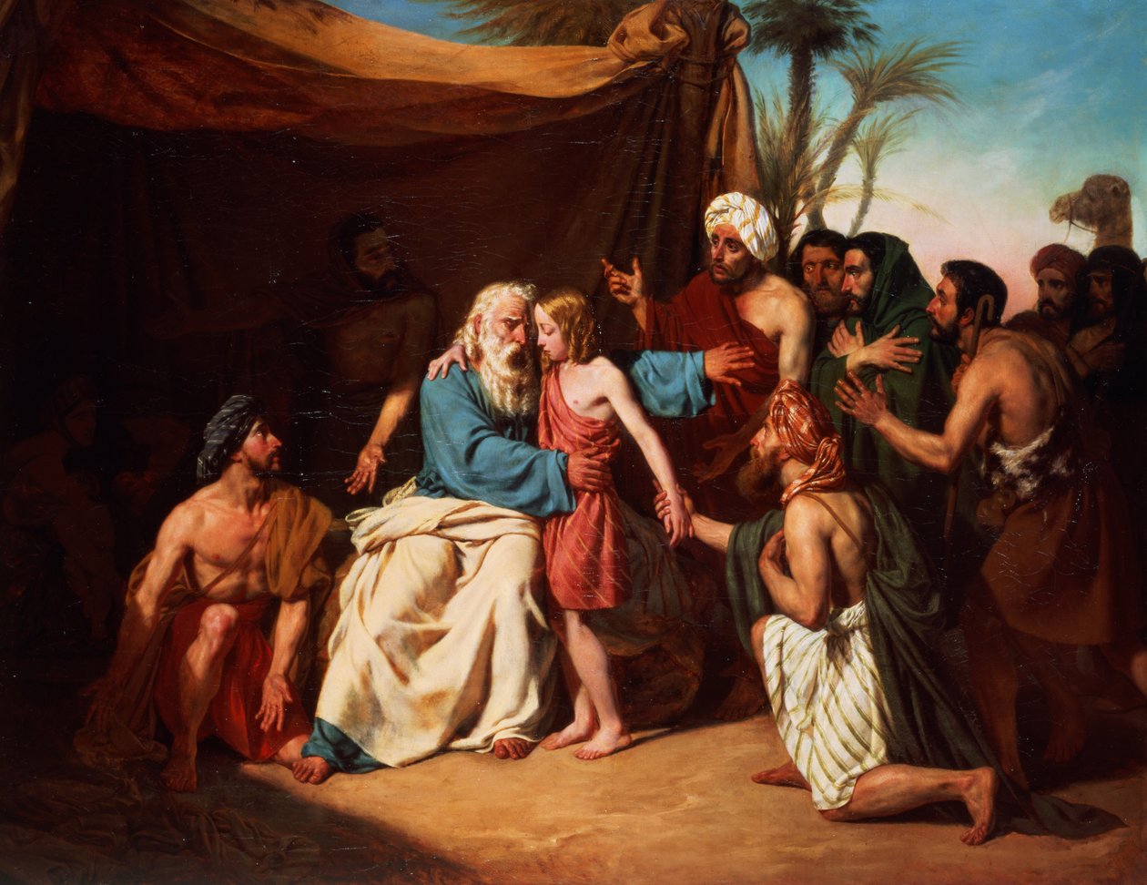 Jacob weigert Benjamin vrij te laten, 1829 door Adolphe Roger