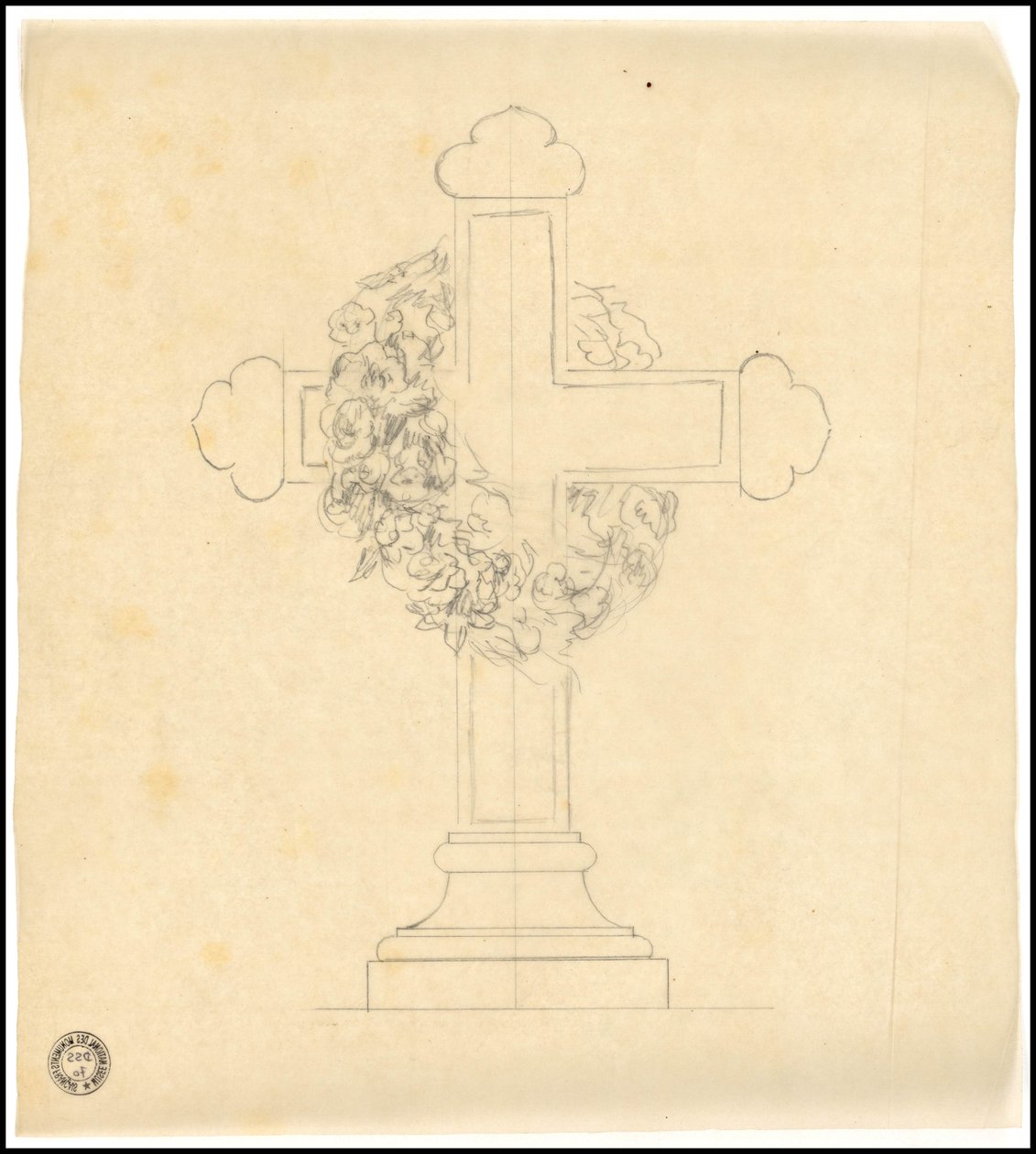 Schets van een graf voor de familie Karakehia op de begraafplaats Père Lachaise in Parijs door Adolphe Victor Geoffroy Dechaume