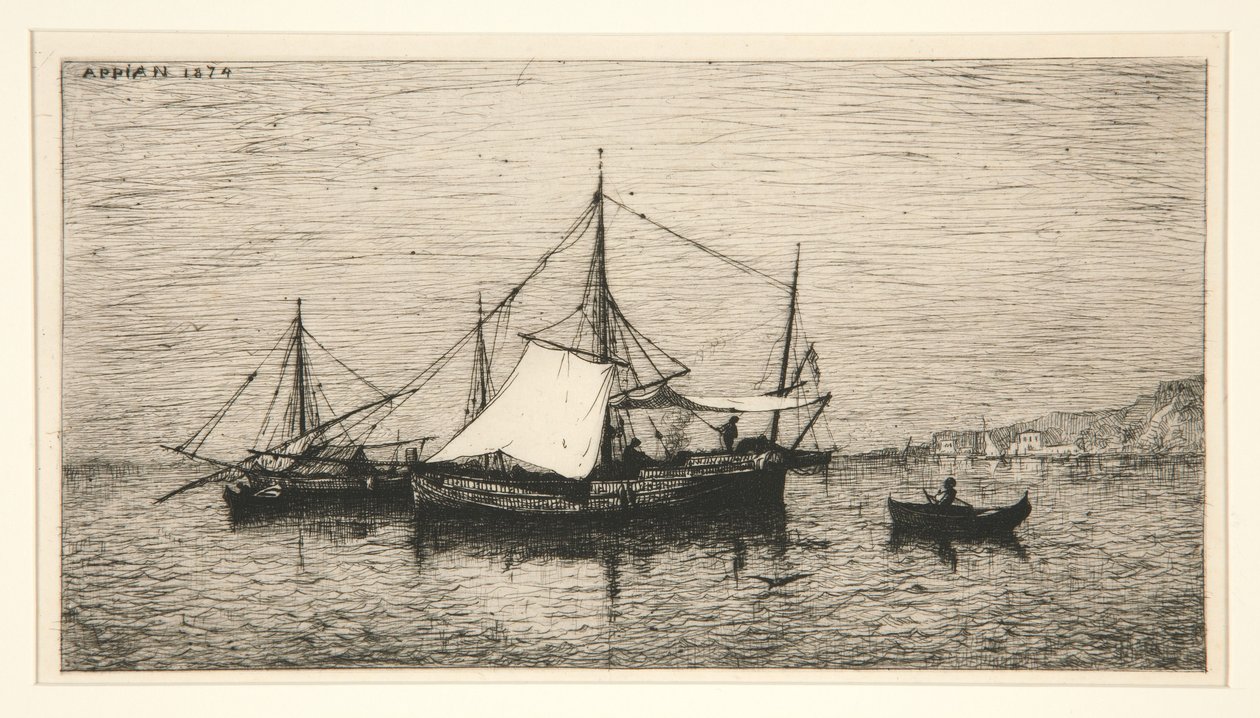 Kustvaartboten (Italiaanse kust) door Adolphe Appian