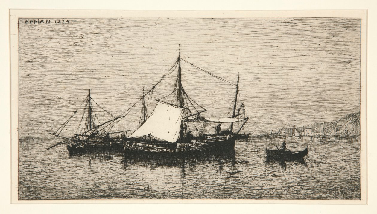 Barques de cabotage (Cotes d door Adolphe Appian