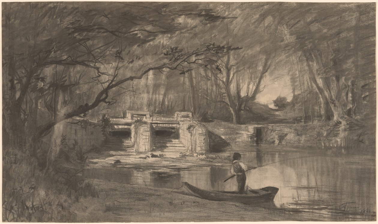 Bosvijver bij de Oude Sluis van Levaux nabij Vienne door Adolphe Appian