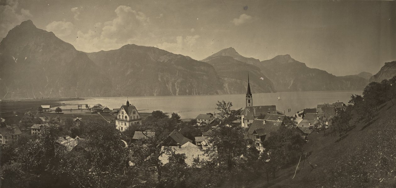 Uitzicht op Flüelen, Zwitserland door Adolphe Braun