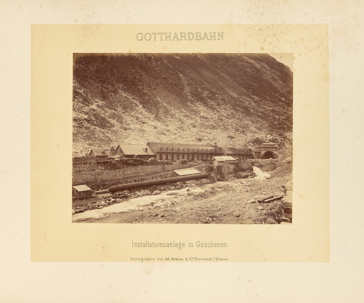Gotthardspoorweg: Installatiesysteem in Göschenen door Adolphe Braun and Cie