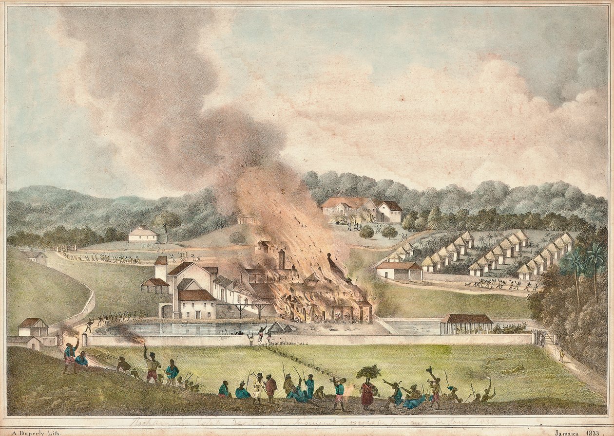 De Vernietiging van het Roehampton Landgoed in de Parochie van St. James in januari 1832, 1833 door Adolphe Duperly
