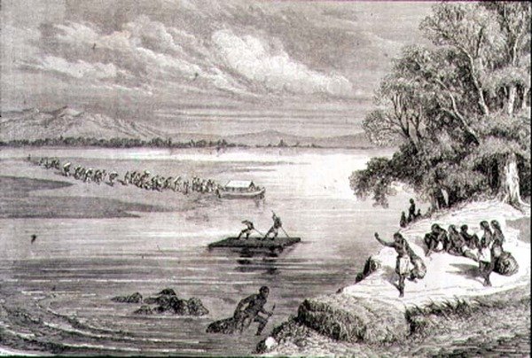 De Colorado-rivier oversteken in de jaren 1860 door Adolphe Gusman