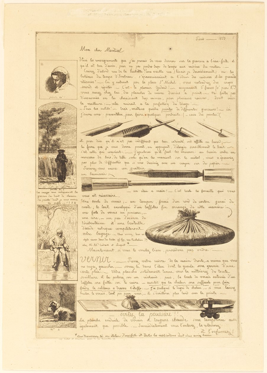 Brief over de Elementen van het Etsen, Pagina 1 door Adolphe Martial Potemont
