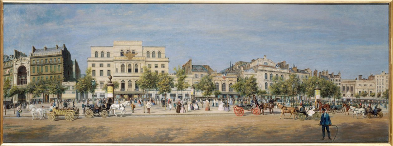 Algemeen uitzicht op de theaters van de boulevard du Temple in 1862 door Adolphe Martial Potemont