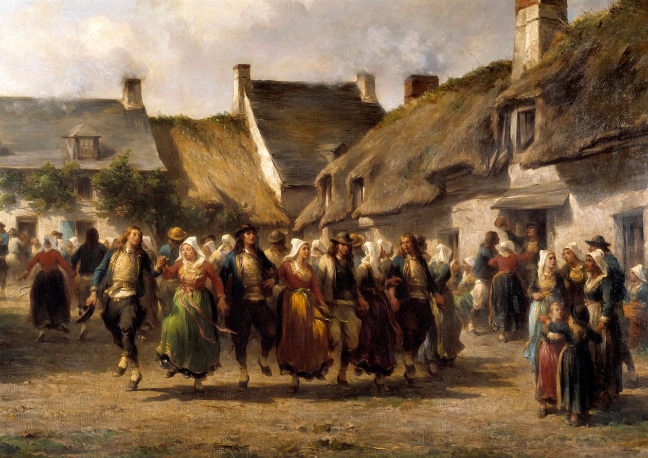Een bruiloft in Bretagne in 1863 door Adolphe Pierre Leleux