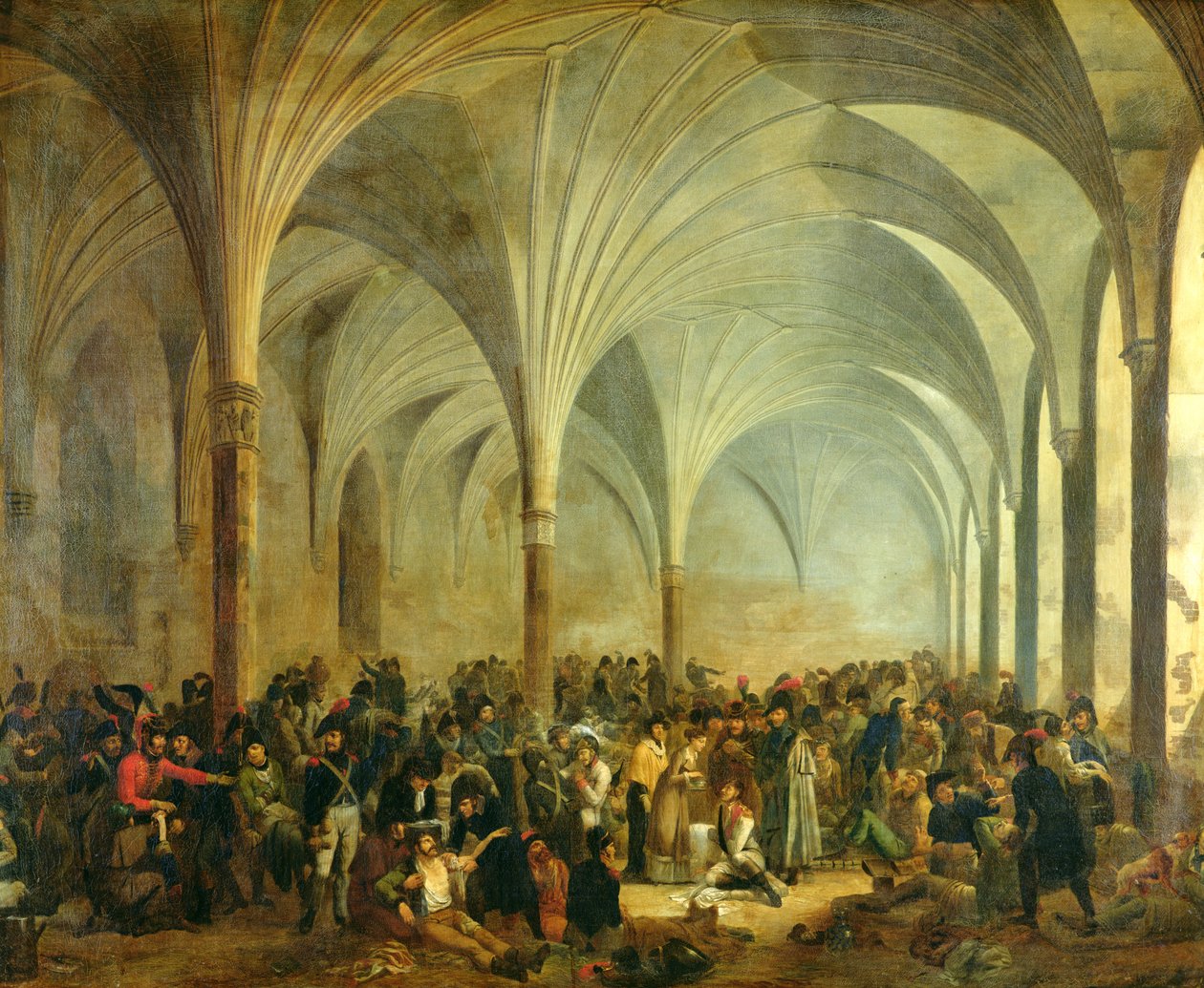 Het Militair Hospitaal van de Fransen en Russen in Marienburg in juni 1807 door Adolphe Roehn