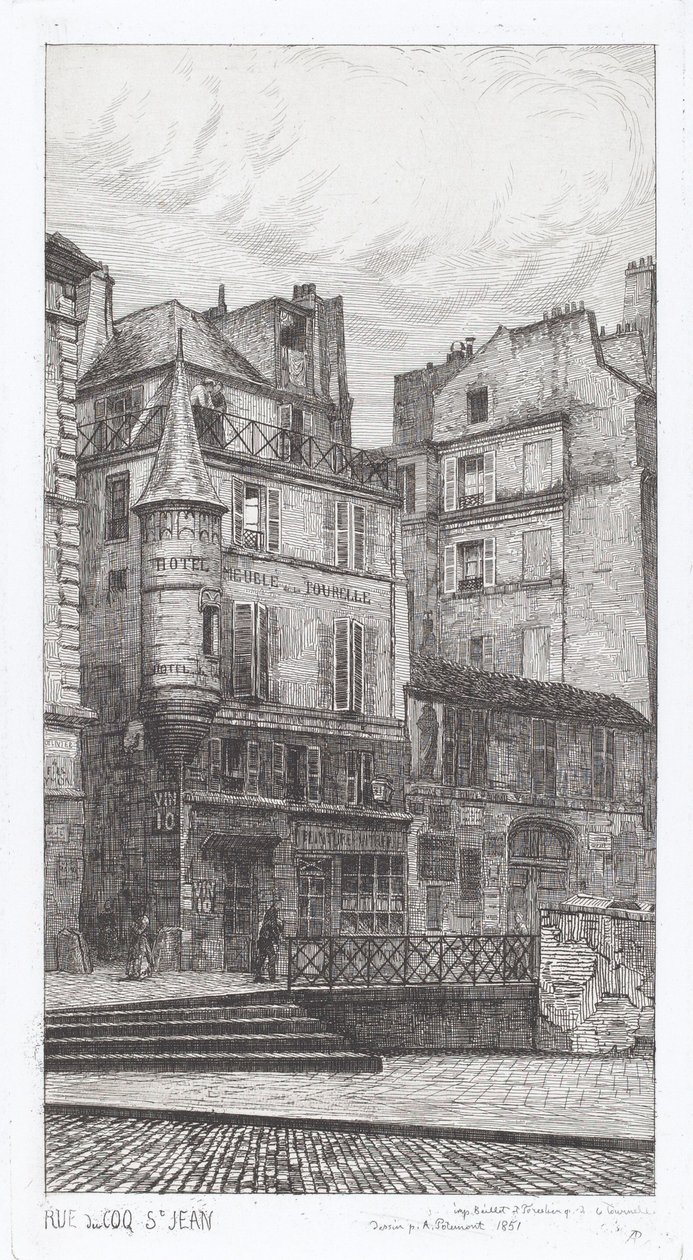 Rue du Coq St. Jean door Adolphe Théodore Jules Martial Potémont