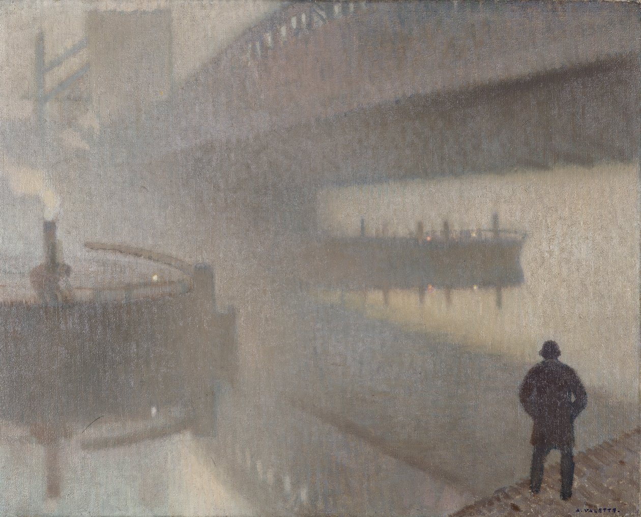 Onder Windsor Bridge aan de Irwell, Manchester door Adolphe Valette