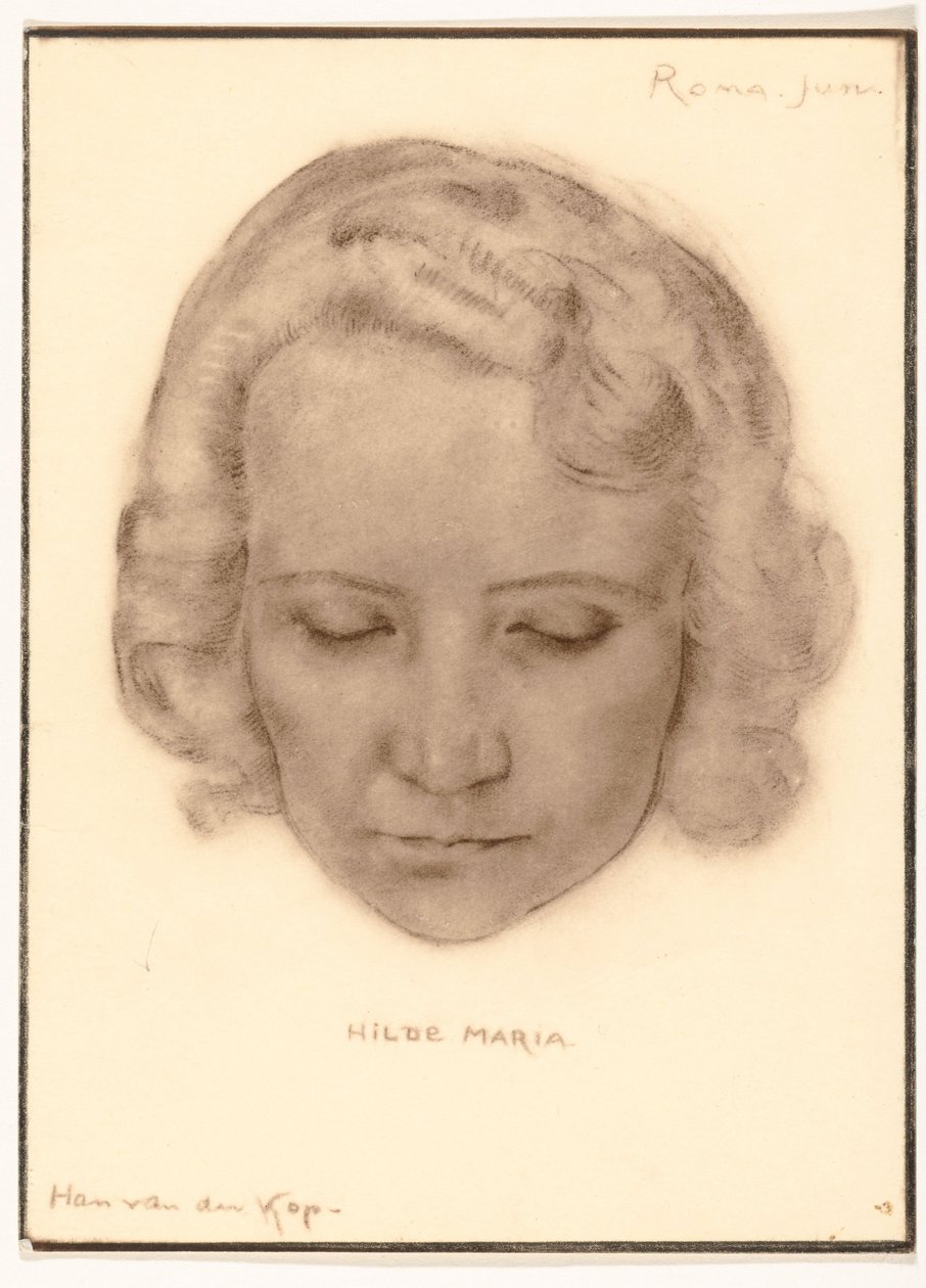 Fotoreproductie van een portret van Hilde Maria door Han van der Kop door Adriaan Bijl (attributed to)