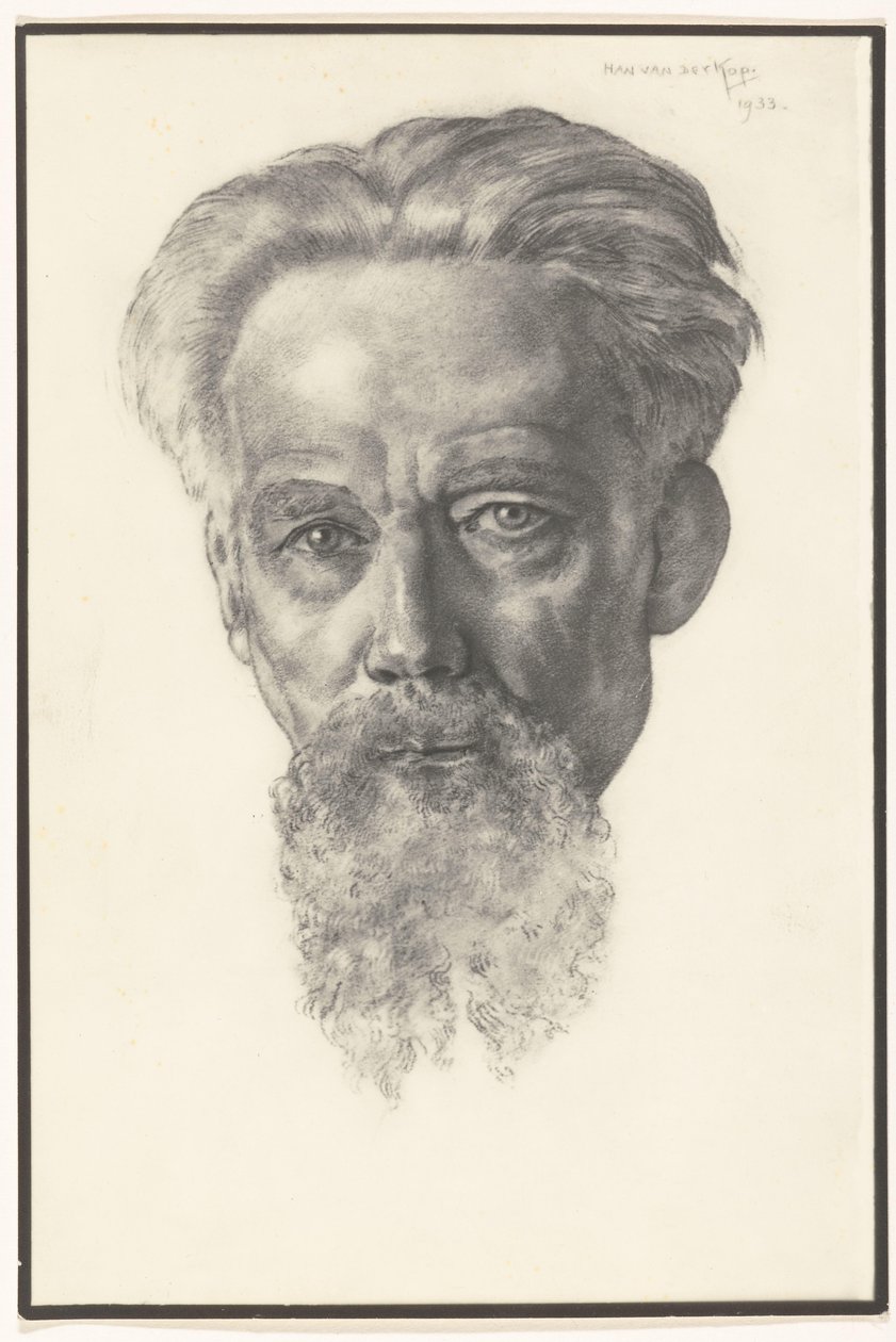 Fotoreproductie van een portret van een man door Han van der Kop door Adriaan Bijl