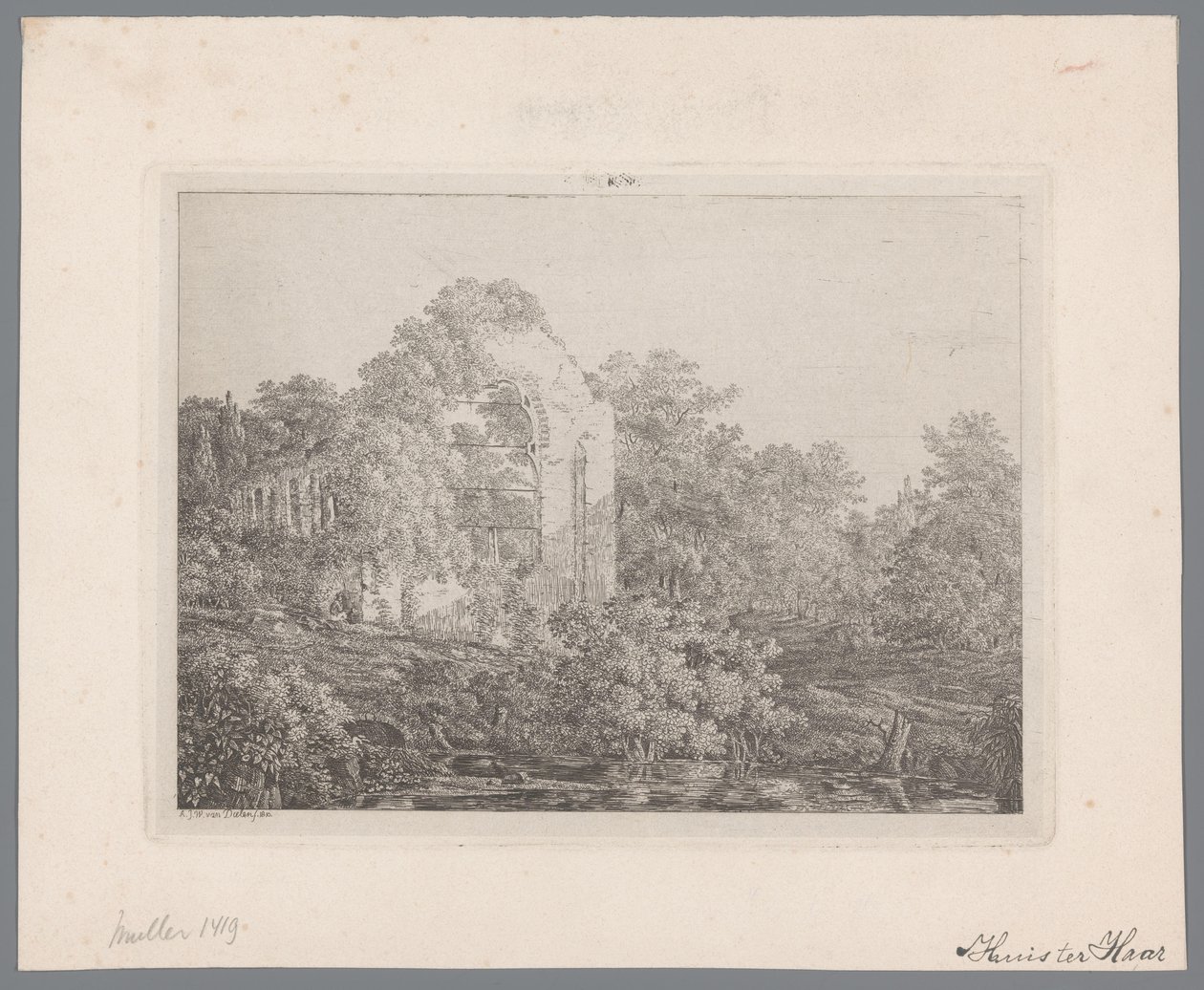 Gezicht op de ruïne van Kasteel de Haar door Adriaan Jacob Willem van Dielen
