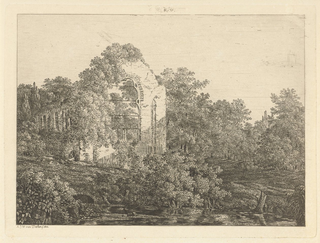 Ruïne van het Huis ter Haar door Adriaan Jacob Willem van Dielen
