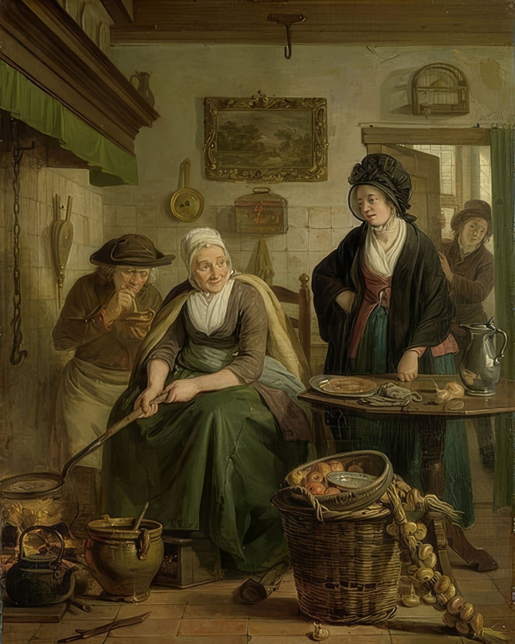 Vrouw bakt pannenkoeken door Adriaan de Lelie