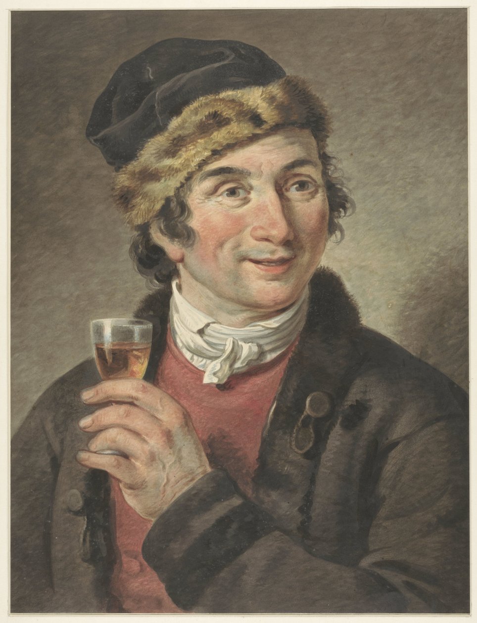 Portret van Adriaan de Lelie, met muts op door Adriaan de Lelie