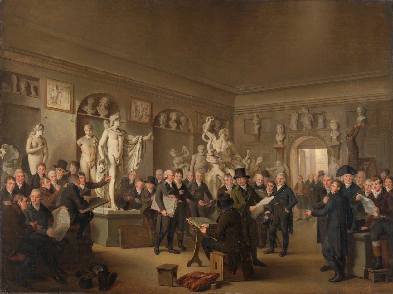 De Beeldengalerij van de Felix Meritis Society door Adriaan de Lelie