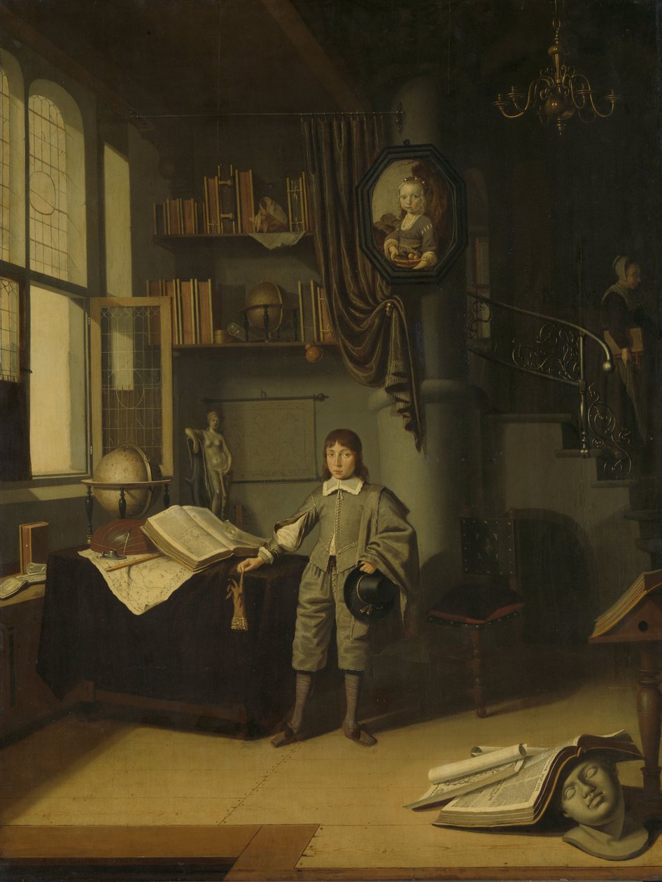 Een jonge man in een studeerkamer door Adriaen van Gaesbeeck