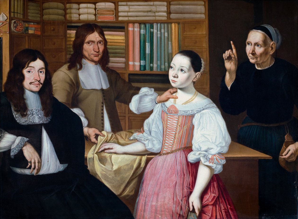 In de Stoffenwinkel, 1670 door Adriaen Bloem