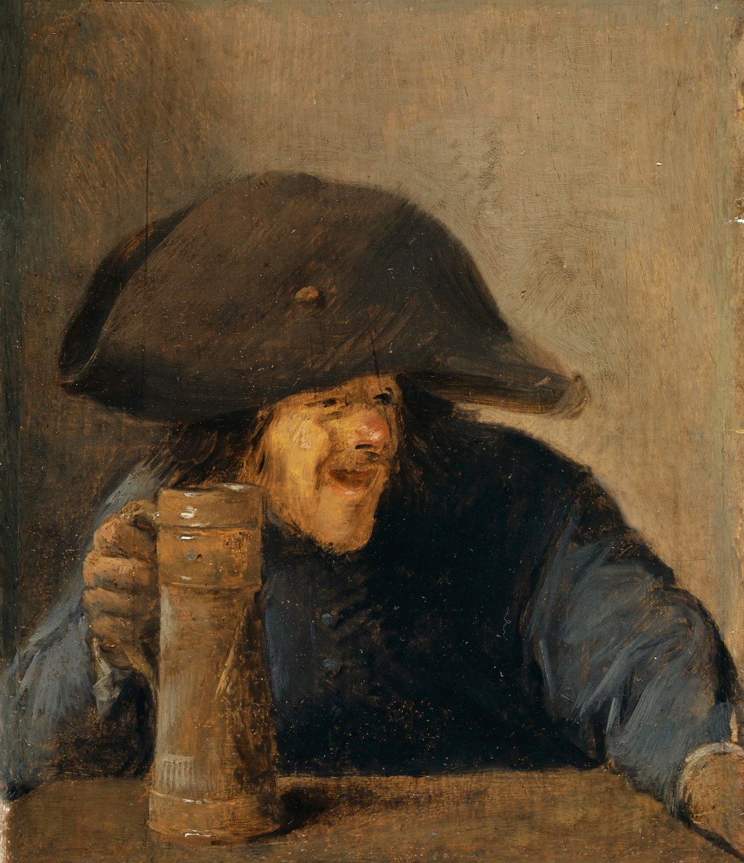 Boer met bicorne en pul door Adriaen Brouwer
