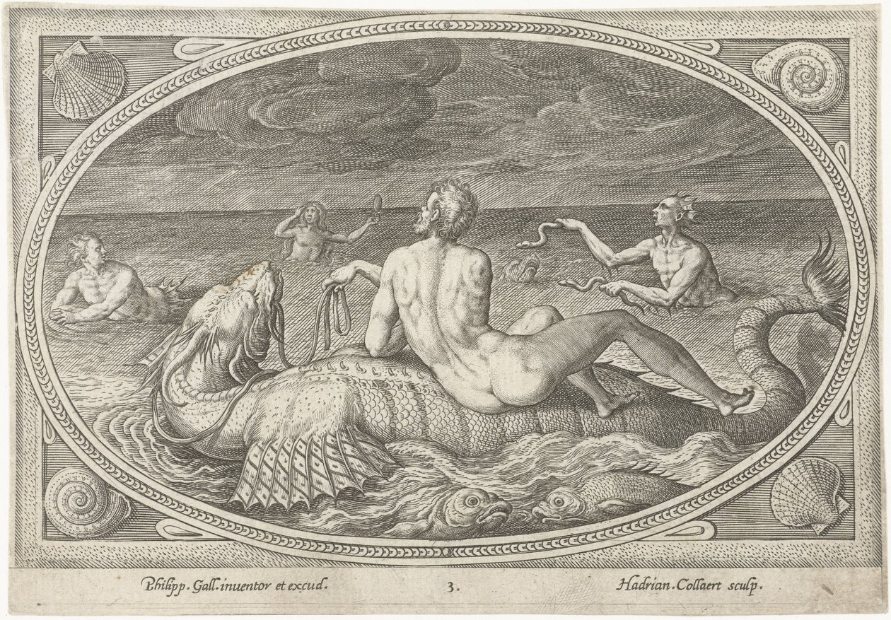 Acis op een Vis door Adriaen Collaert